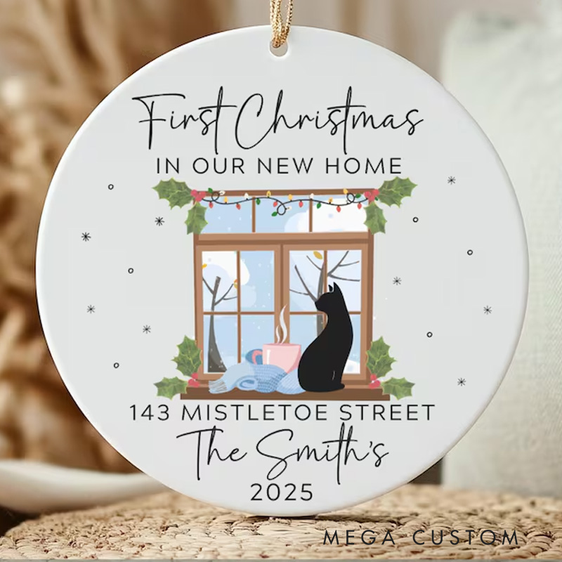 Personalized New House Christmas Ornament Cat On House Window Sil Design Ornament Our First House Christmas Ornament Our New Home Ornament