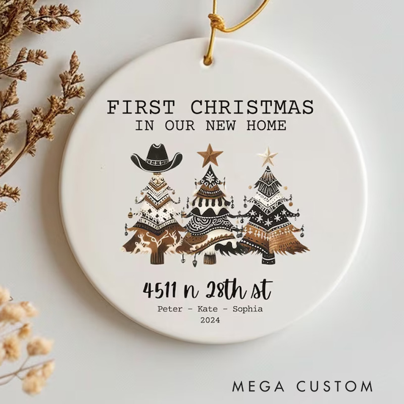 Personalized New Home Christmas Ornament Cowboy Hat Tree First Home Keepsake