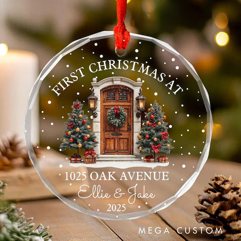 Personalized First Christmas At New Home Glass Ornament First Home Ornament New Home Ornament Realtor Gift Housewarming Gift