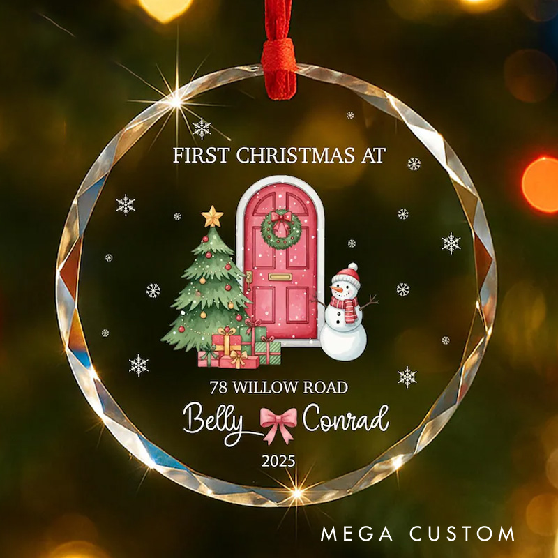 Personalized First Christmas at New Home Christmas Ornament Custom Address & Names Glass Keepsake New Home Gift 2025 Housewarming Gift Homeowner Gift
