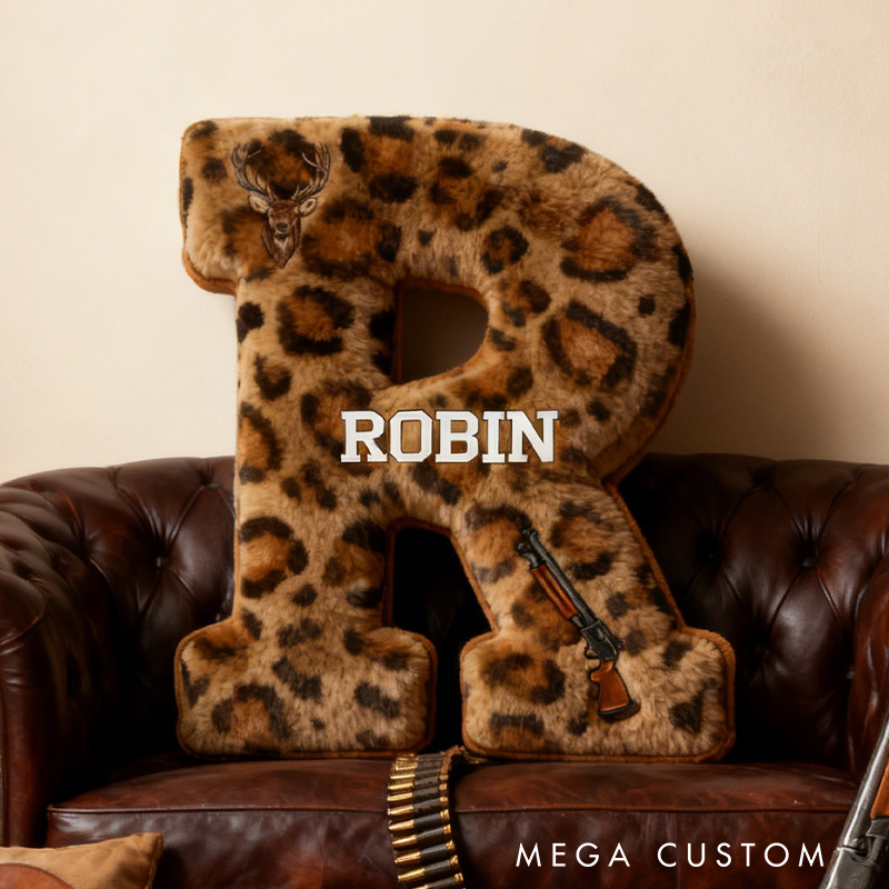 Personalized Custom Hunting Initial Pillow Camo Hunting Letters Pillow Outdoor Hunting Enthusiasts Gift
