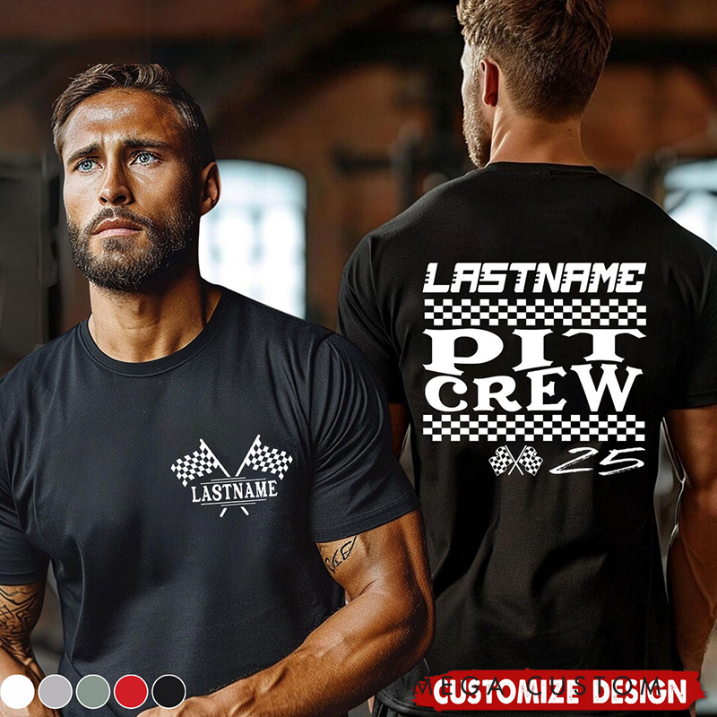 Personalized Racing Pit Crew Shirt Custom Name Team Tee Gift for Racers and Racing Lovers