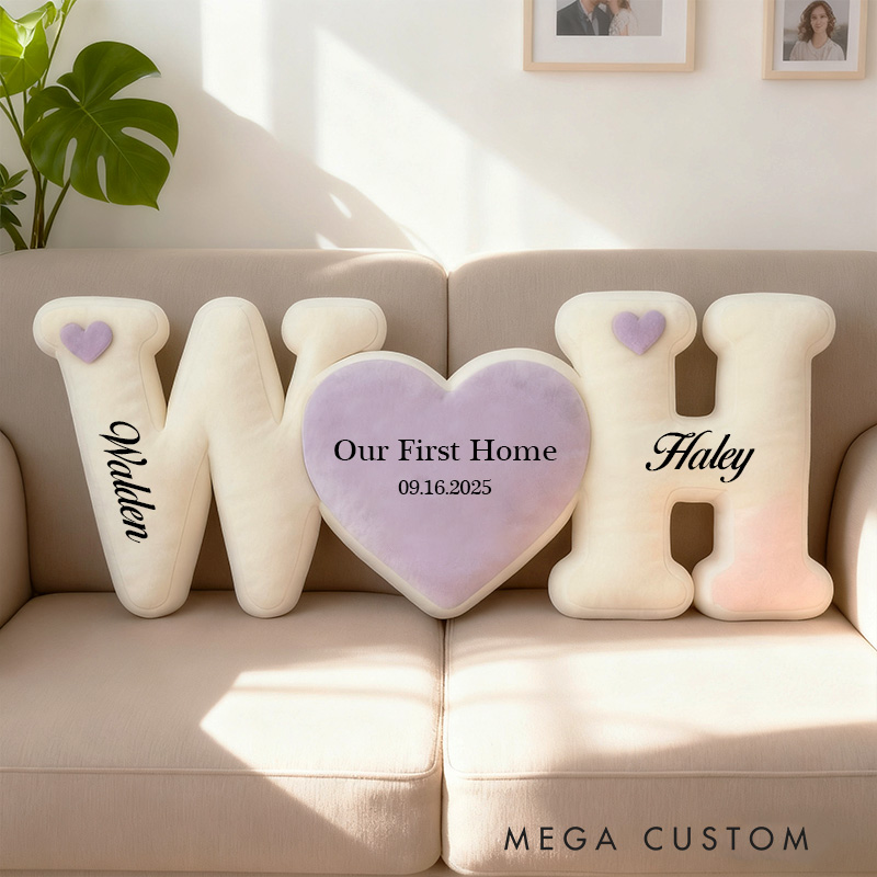 Personalized Letter Pillow Custom Initials And Heart Design Soft Home Decor Perfect For New Home Gift Couple Gifts Newlyweds Gifts Graphic 3D Print 