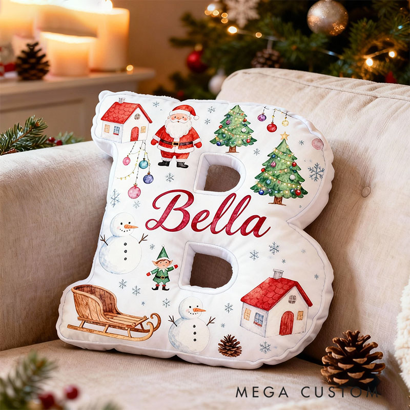 Personalized Christmas Letter Pillow with Name Cushion Festive Holiday Decor Soft Gift for Seasonal Christmas Gifts for Family