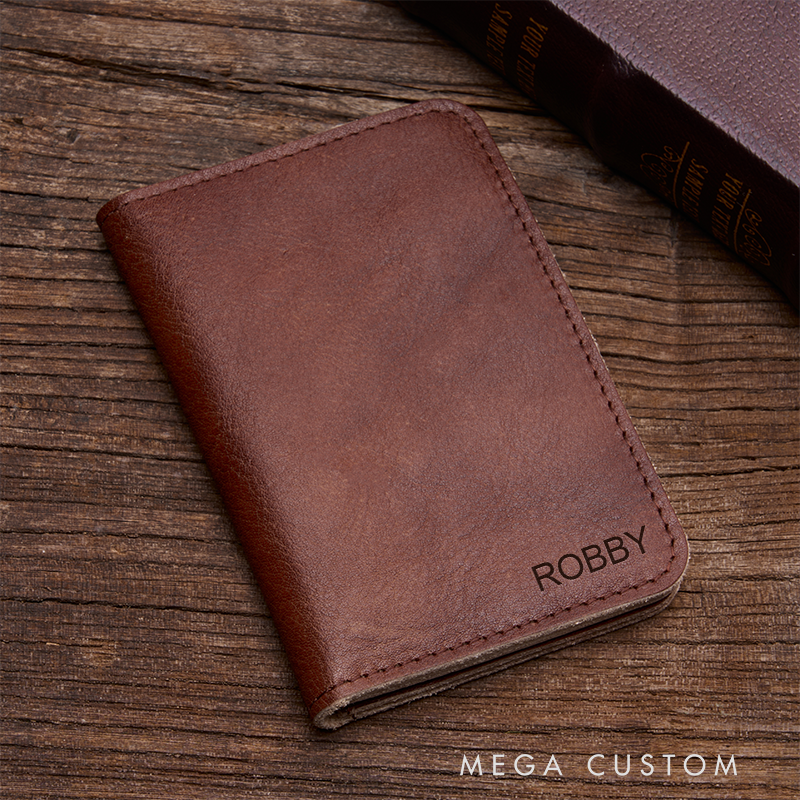 Personalized Leather Wallet with Name Men’s Wallet Custom Wallets for Him Engraved Wallets with Name Trifold Wallet Leather Gift For Him Gift for Husband Boyfriend Father