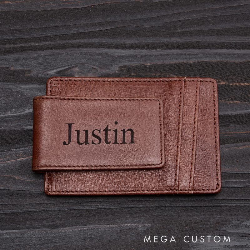 Personalized Leather Money Clip Wallet Custom Money Clip with Name Engraved Money Clip for Men Groomsmen Money Clip Wedding Gift