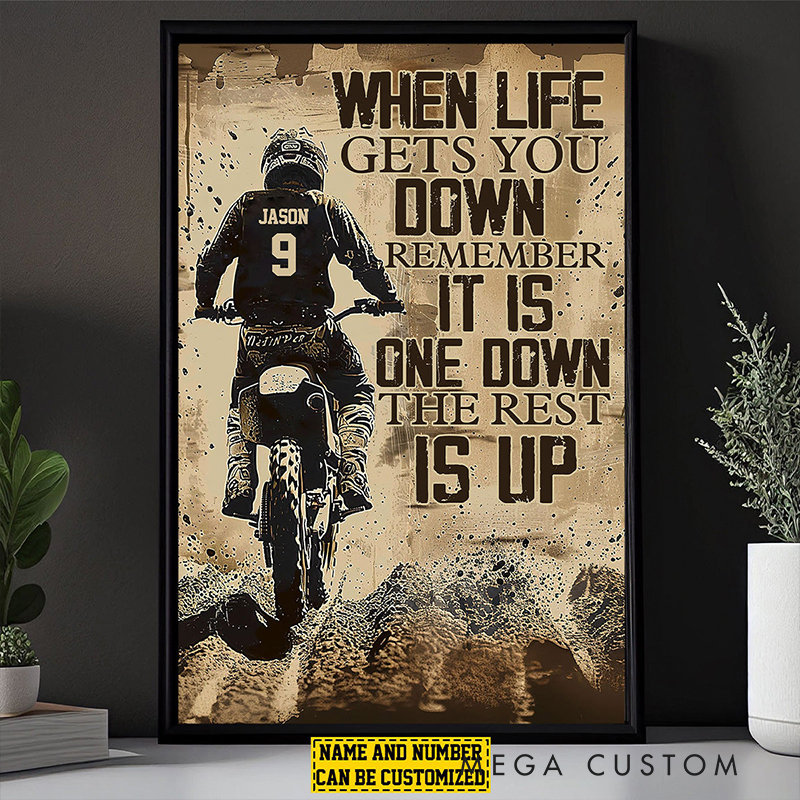 Personalized When Life Gets You Down Personalized Dirt Bike Poster Custom Name and Number Gift for Motocross Lovers