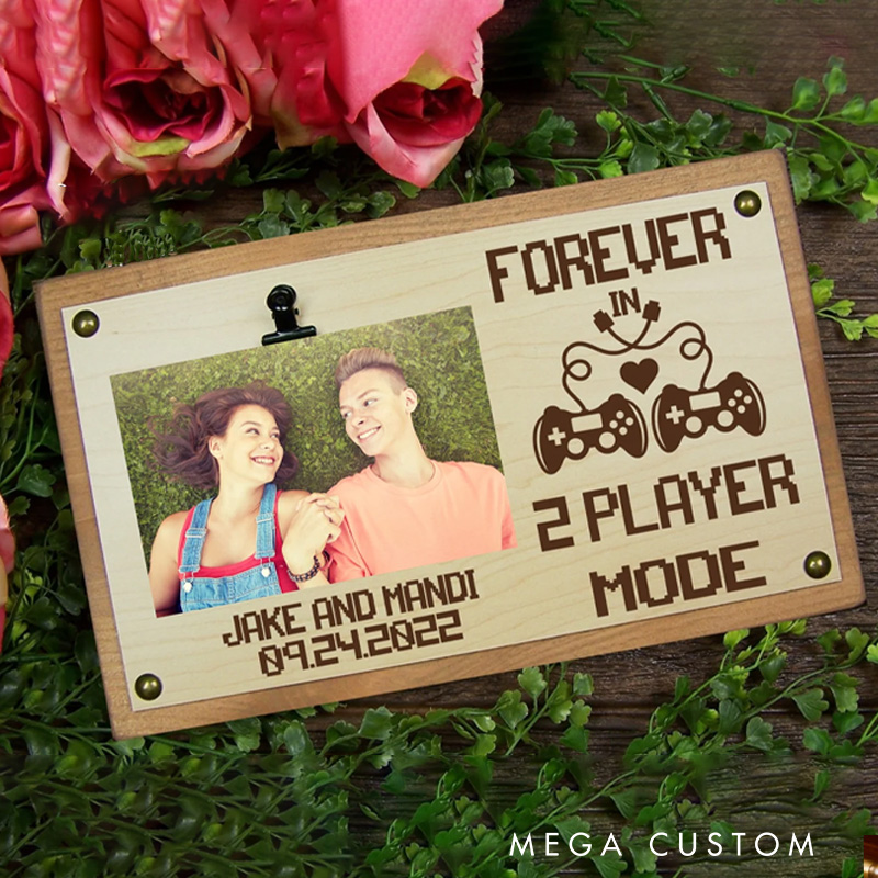 Personalized Gaming Anniversary Gift Forever in 2 Player Mode Picture Frame Custom Gamer Couple Gift Wedding Gift Geek Engagement Gift