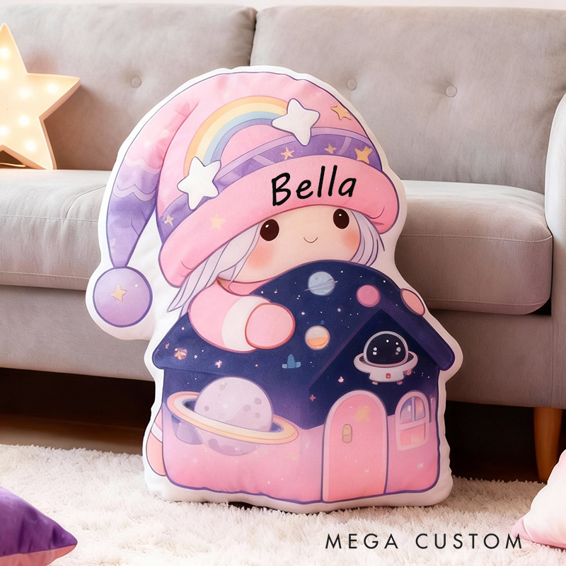 Personalized Space Themed Pillow with Name Kids Room Decor Perfect Gift For Children Or Special Occasions