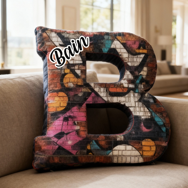 Personalized Graffiti Letter Pillow with Name Cushion Stylish Home Decor Perfect Gift For Teens Creative Spaces Decoration Moving Gift Graphic 3D Print