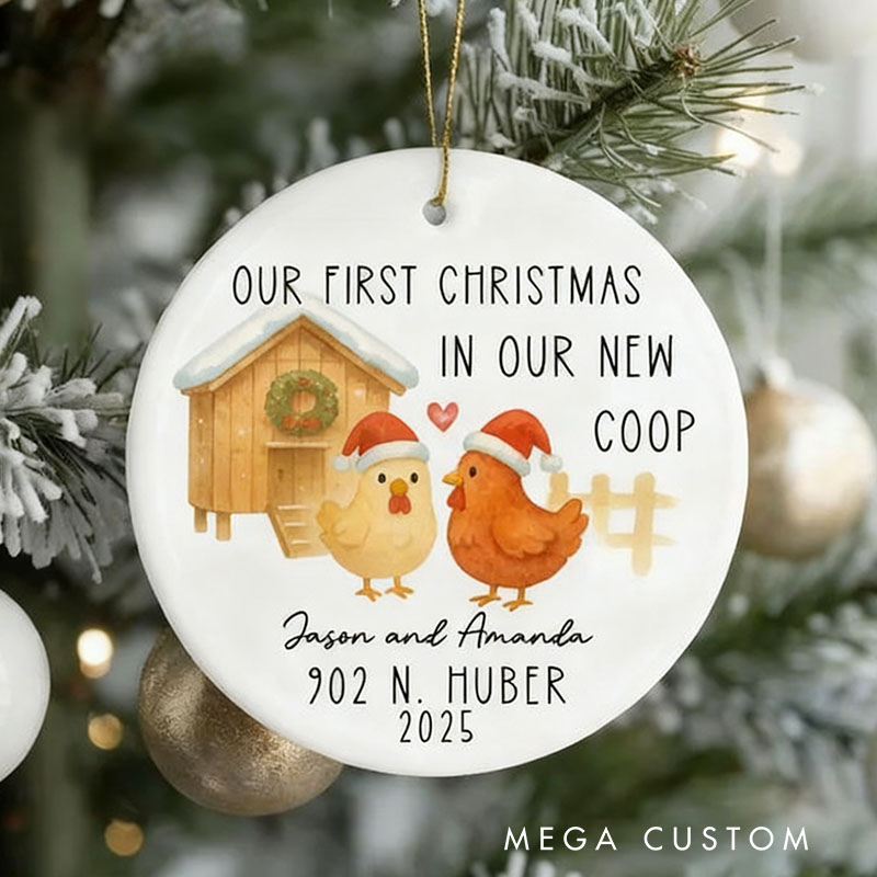 Personalized New Home Christmas Ornaments First Christmas in Our New Coop Chicken Ornament New House Ornament Our First Home Keepsake
