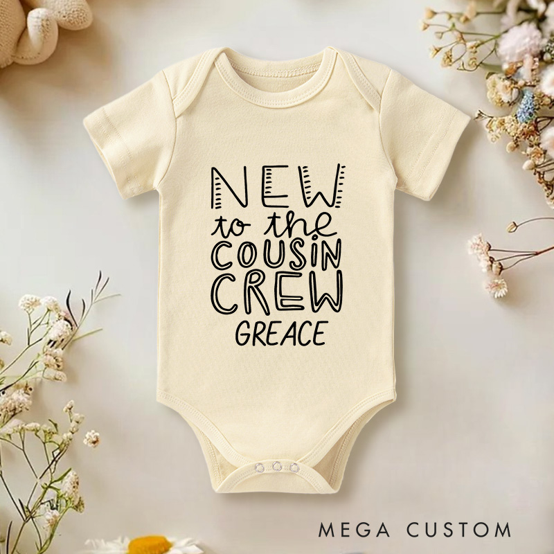 Personalized New To The Cousin Crew Baby Onesie Baby Shower Gift Cousin Announcement Gift