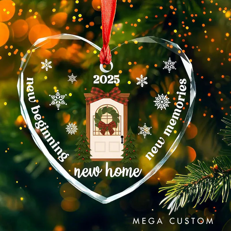 Personalized Crystal Glass Ornament Personalized New Home Ornament First Christmas At New Home Bauble 2025 New Home Christmas Ornament