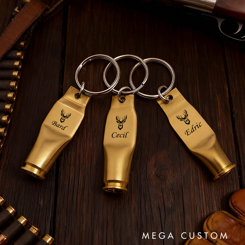 Personalized Bullet Casing Keychain Custom Hunting Keychain Gift for Men Hunting Lover