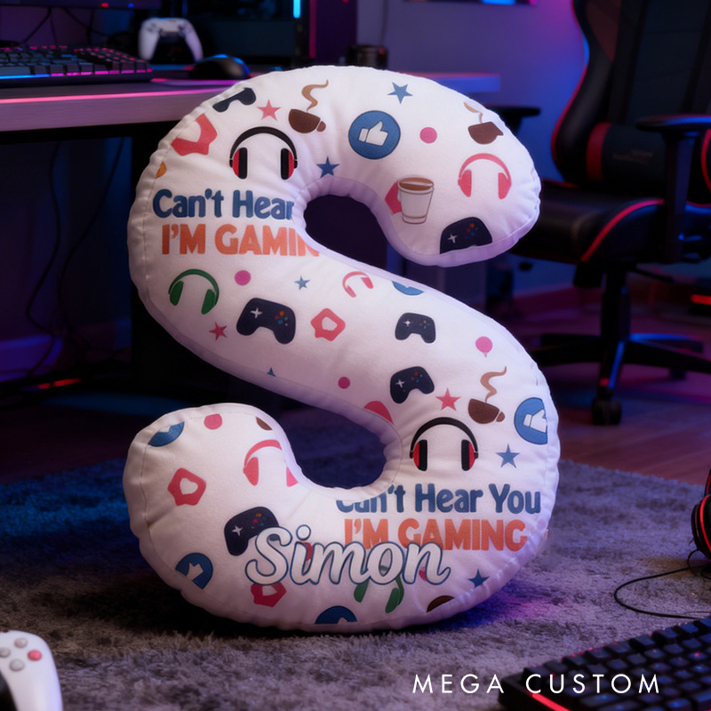 Personalized Gamer Cushion Pillow Custom Game Room Decor Game Letter Pillow Gift for Game Geek Lover
