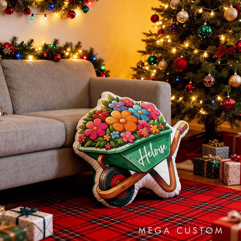 Personalized Name Pillow with Flowers Design Wonderful Gift for Kids Gardening Lovers Gift