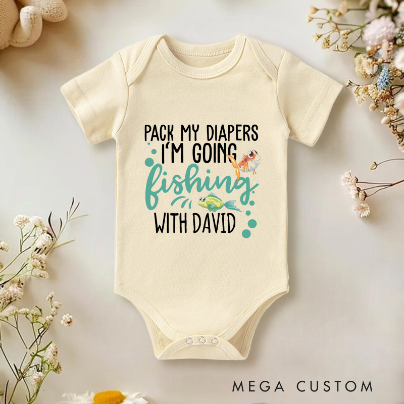 PersonalizedPack My Diapers I'm Going Fishing With Daddy  Baby Onesie Newborn Gift