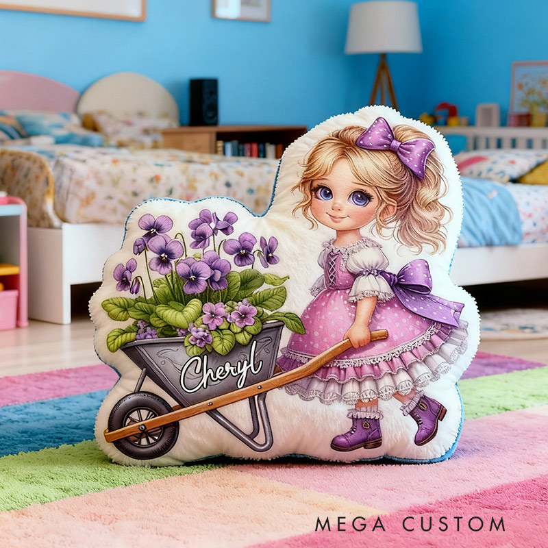 Personalized Name Pillow with Flowers Design Beautiful Gift for Kids Gardening Lovers Gift