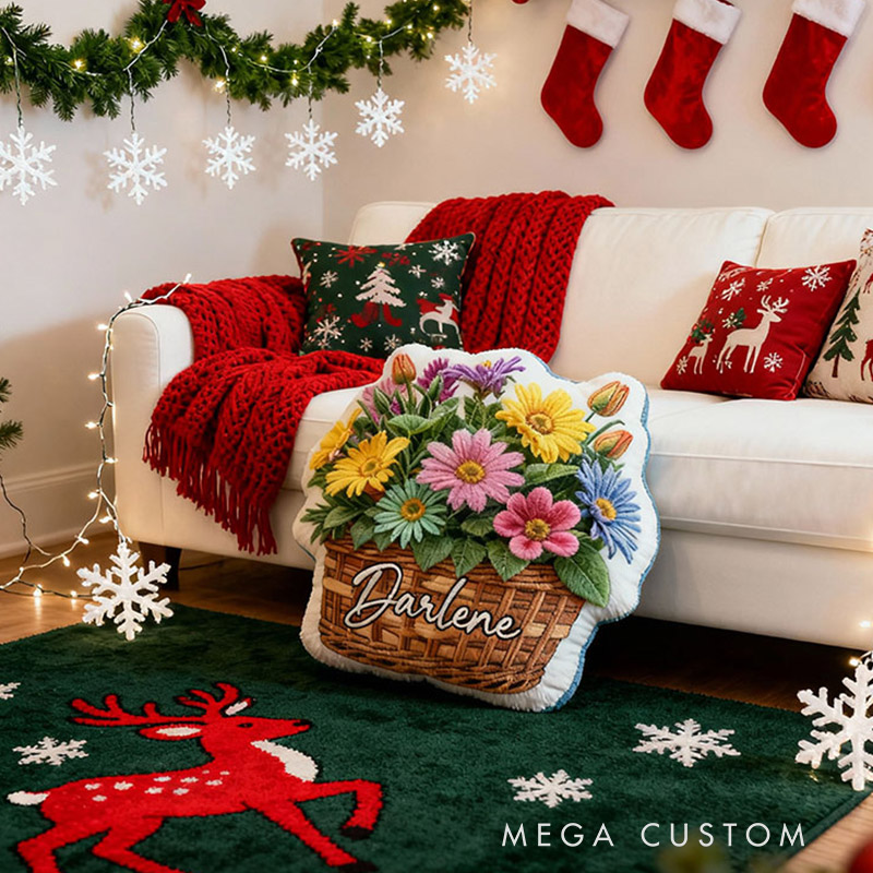 Personalized Name Pillow Flower Baskets Design Elegant Gifts for Children Gardening Lovers Gift