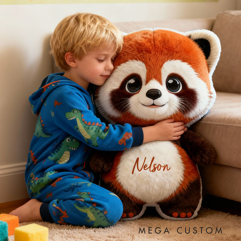Personalized Red Panda Name Custom Soft Decorative Gift Forest Animal Style Cute Cuddly Cozy Kid Room Warm Hug Lovely Wildlife Adventure Friend Graphic 3D Print Pillow