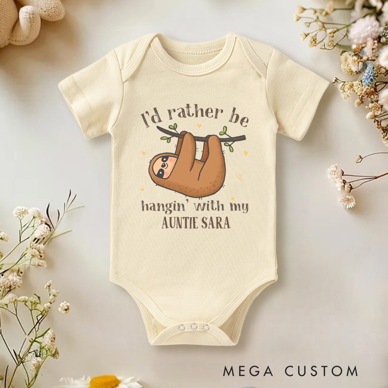 Personalized I'd Rather Be Hanging With My Aunt Baby Onesie New Baby Girl Boy Gift