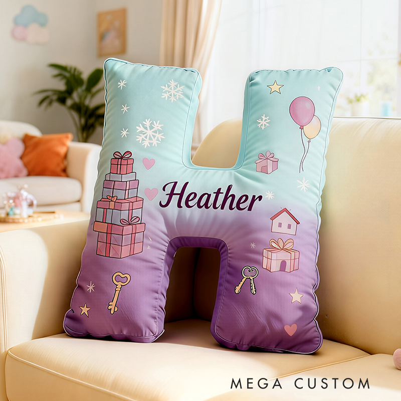 Personalized Letter Name Pillow Initial Pillow Graphic 3D Print Gift for Kids and Family Housewarming Gift 