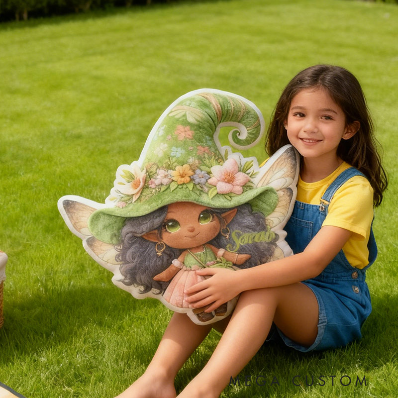Personalized Green Enchantment Fairy Pillow with Custom Name Graphic 3D Print Pillow for Gardening Lovers