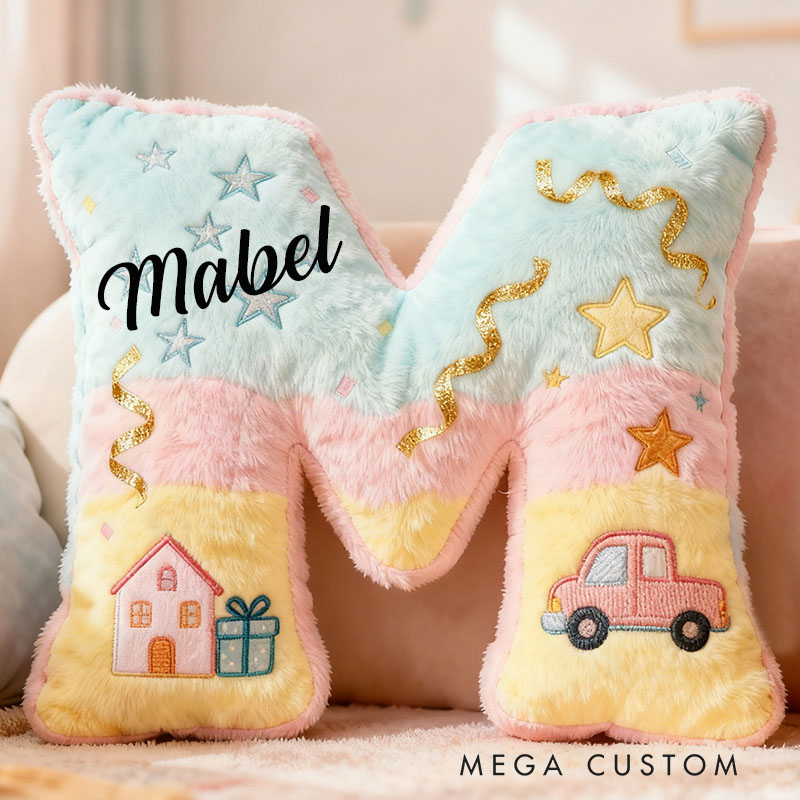 Personalized Letter Pillow Custom Pastel House And Car Design Home Decor Perfect Gift For Kids Bedrooms Graphic 3D Print New Home Gift