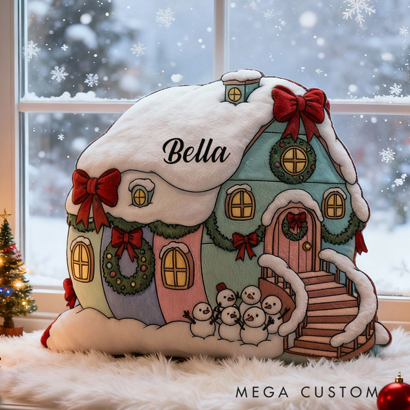 Personalized Christmas Pillow Custom Festive Snowy Cottage Design Holiday Home Decor Perfect Gift For Christmas Celebrations Graphic 3D Print