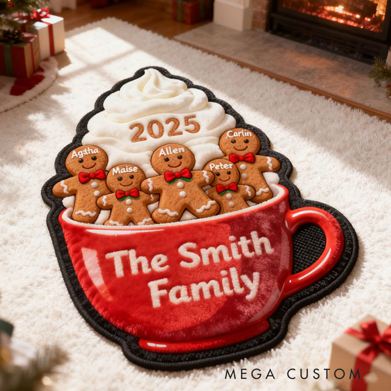 Personalized Gingerbread Family Name Rug First Christmas in New Home Gifts Christmas Gift