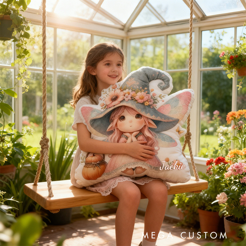 Personalized Cute Garden Fairy Throw Pillow Fairy Pillow with Name for Kids Girl Boy Gardener Christmas Gifts Loving Room Decor