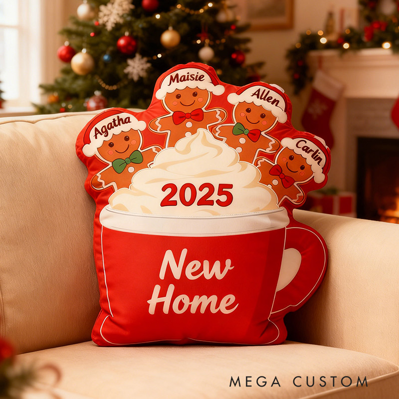 Personalized Gingerbread Family Christmas Pillow for New Home Gift  Housewarming Gift 