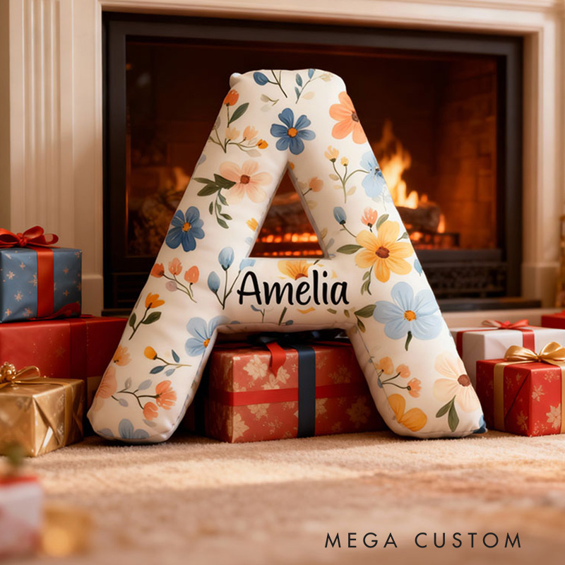 Personalized Letter Pillow Graphic 3D Print Garden Floral Custom Name Pillow Gift for Girls Gardening Lovers Gift 