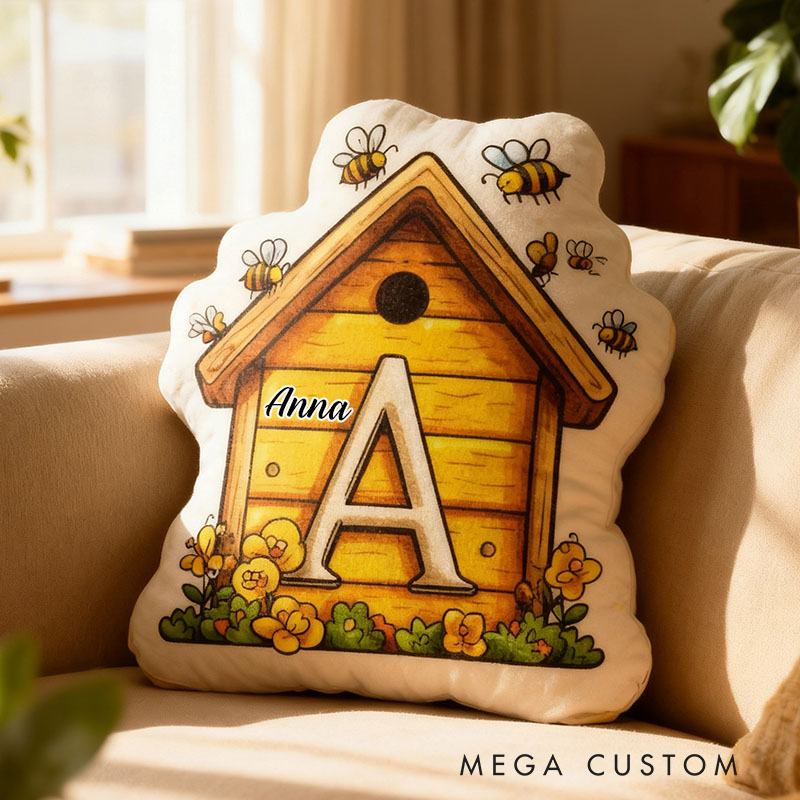Personalized Bee Themed Pillow Custom Beehive And Floral Design Home Decor Perfect Gift For Bedrooms Living Rooms Or Kids Graphic 3D Print