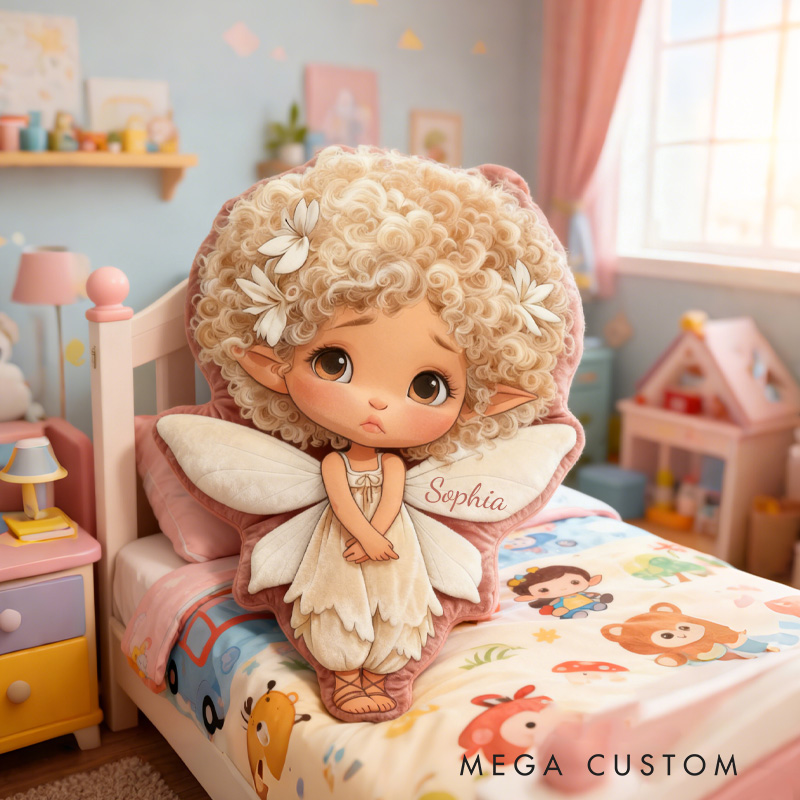 Personalized Princess Fairy Throw Pillow Garden Fairy Pillow with Name Little Girl Fairies Pillow for Kids Girl Boy Gardener Christmas Gifts Loving Room Decor