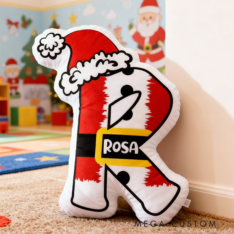 Personalized Letter Pillow Santa Claus Hat Element Design Christmas Gift for Kids Christmas Gifts