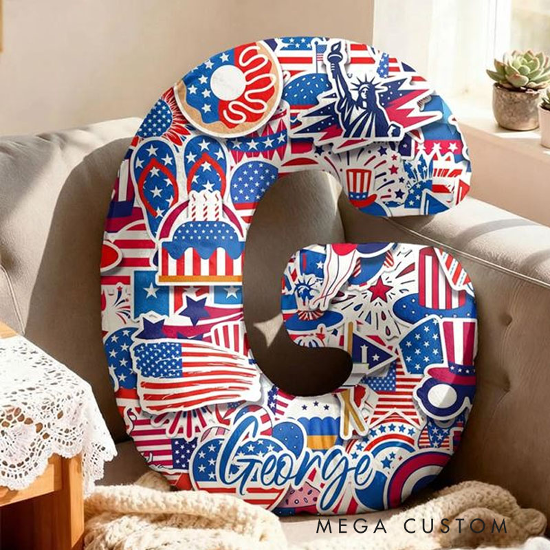 Personalized Letter Pillow with National Flag Print Fun Flag Decoration for the Holidays