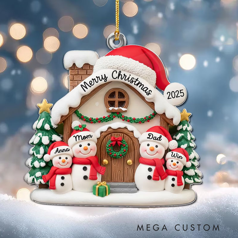 Personalized Snowman Family Ornament Kids Christmas Ornament Acrylic Snowman Family Hanging Ornament Keepsake For Family Memories