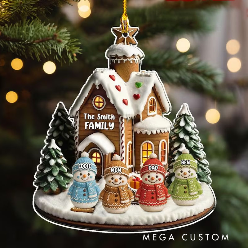 Personalized Family Farm Life Custom Acrylic Ornament Christmas Gifts For Family Snowman Family Christmas Ornament