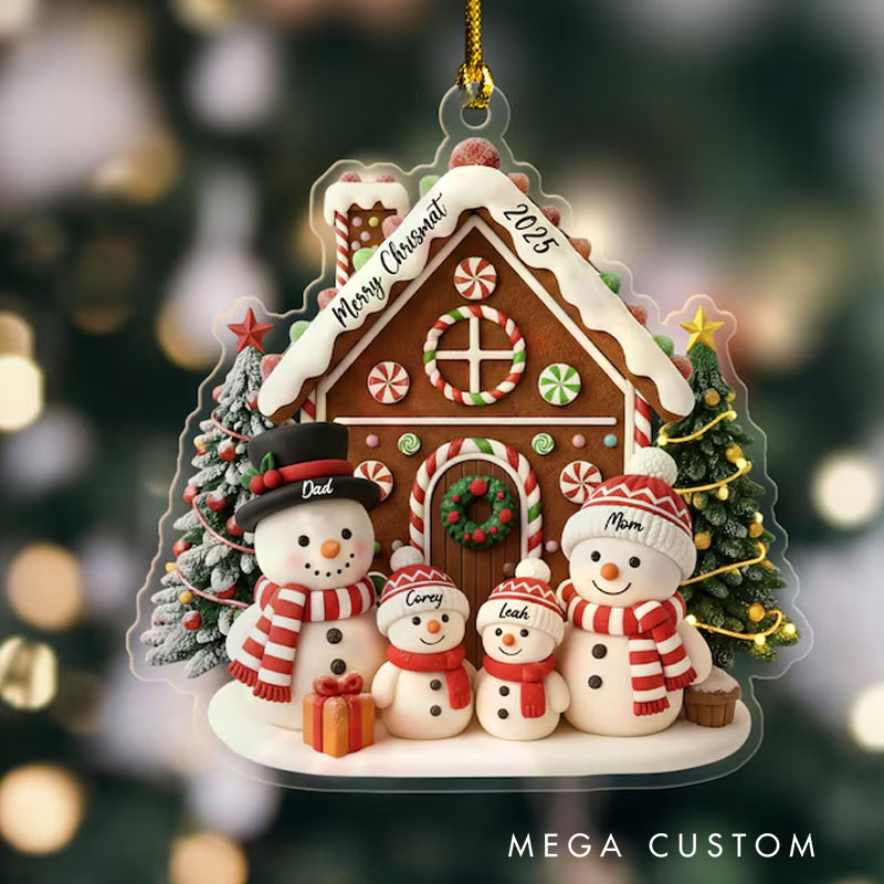Personalized 3-6 Family Christmas Ornament Acrylic Snowman Family Hanging Ornament Christmas Gift for Family Christmas Decorations