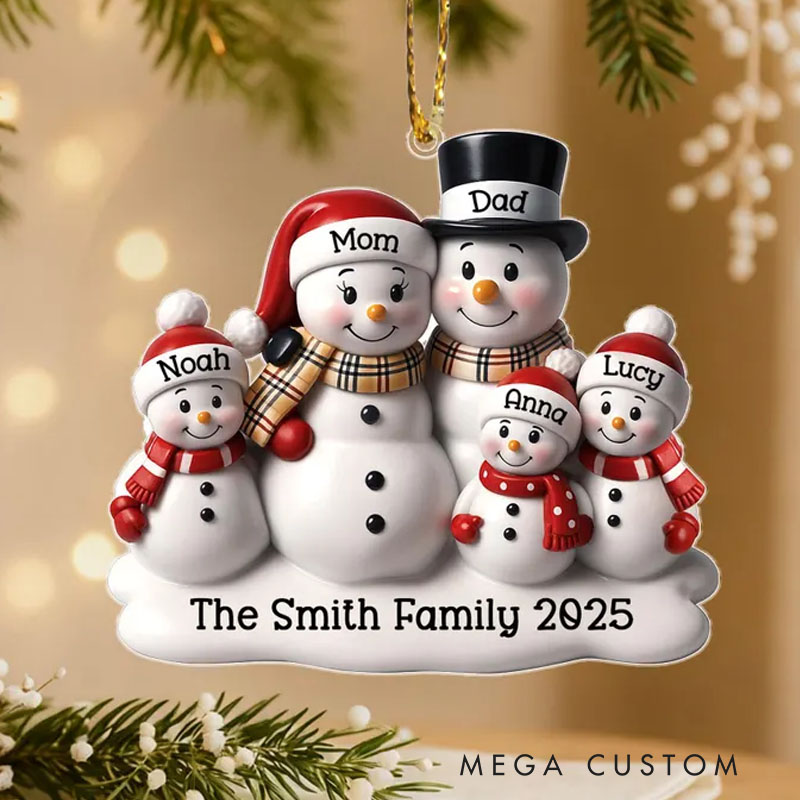 Personalized Snowman Family Ornament Custom 2D Flat Family Christmas Ornament 2025