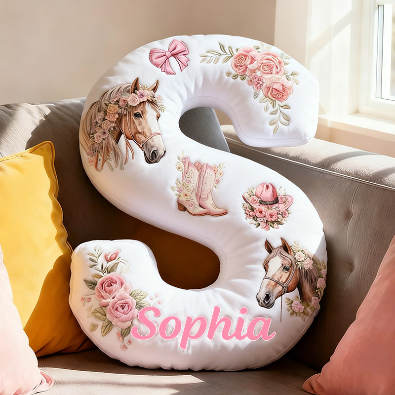 Personalized Floral Cute Western Cushion Pillow Coquette Cowgirl Pillow Gift for Kid Outdoor Adventure Enthusiasts
