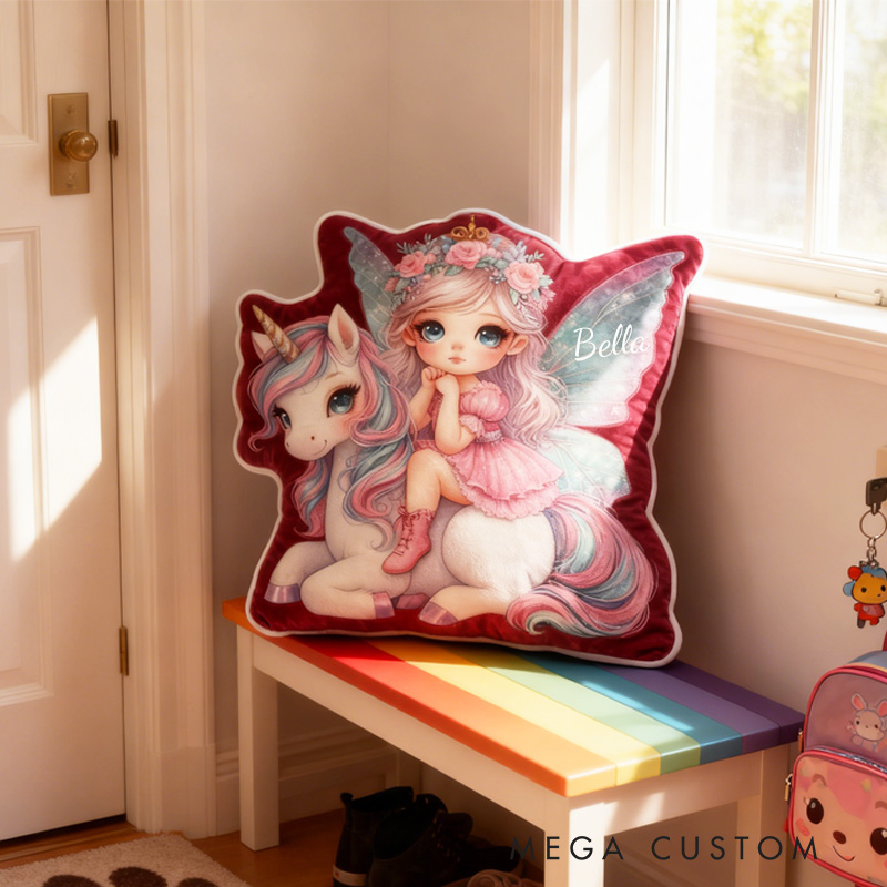 Personalized Dream Horse Throw Pillow Graphic 3D Print Fairy Pillow with Name Fairies Pillow for Kids Girl Boy Gardener Christmas Gifts Loving Room Decor
