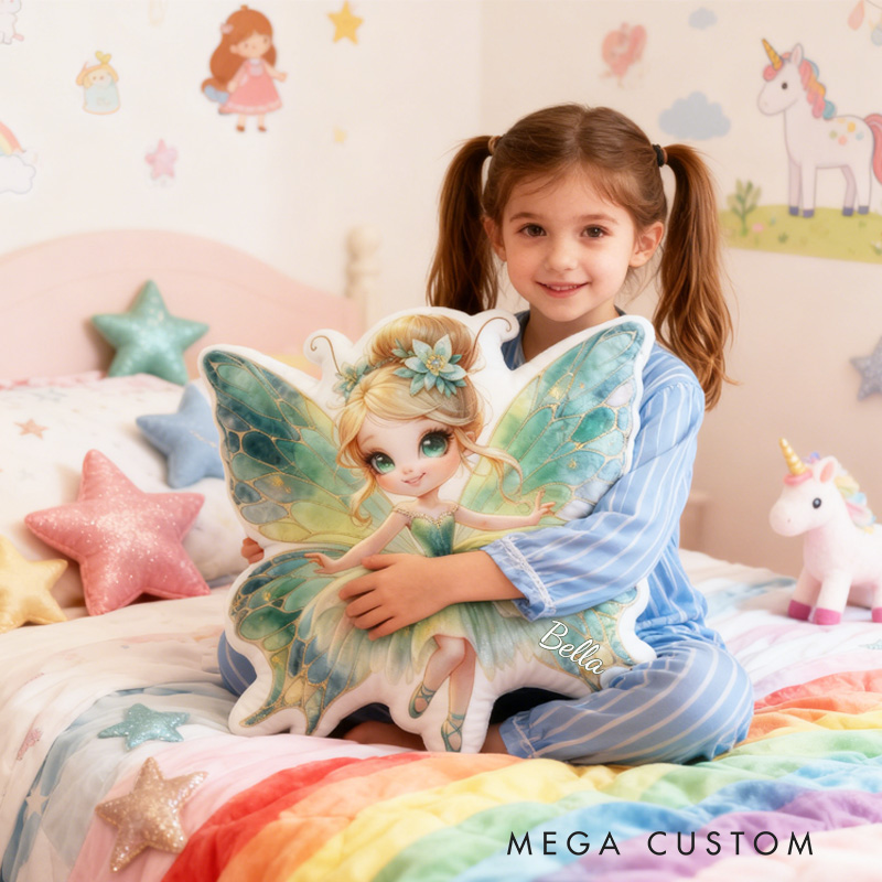 Personalized Butterfly Fairy Throw Pillow Graphic 3D Print Garden Fairy Pillow with Name Pillow for Kids Girl Boy Gardener Christmas Gifts Loving Room Decor