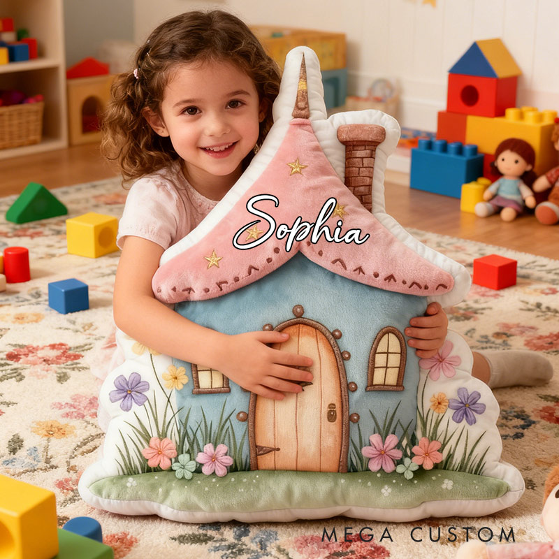 Personalized Fairy House Pillow Graphic 3D Print Custom Name Cottagecore Pillow Gift for Girls Famlily Housewarming Gift Cozy Home Decor