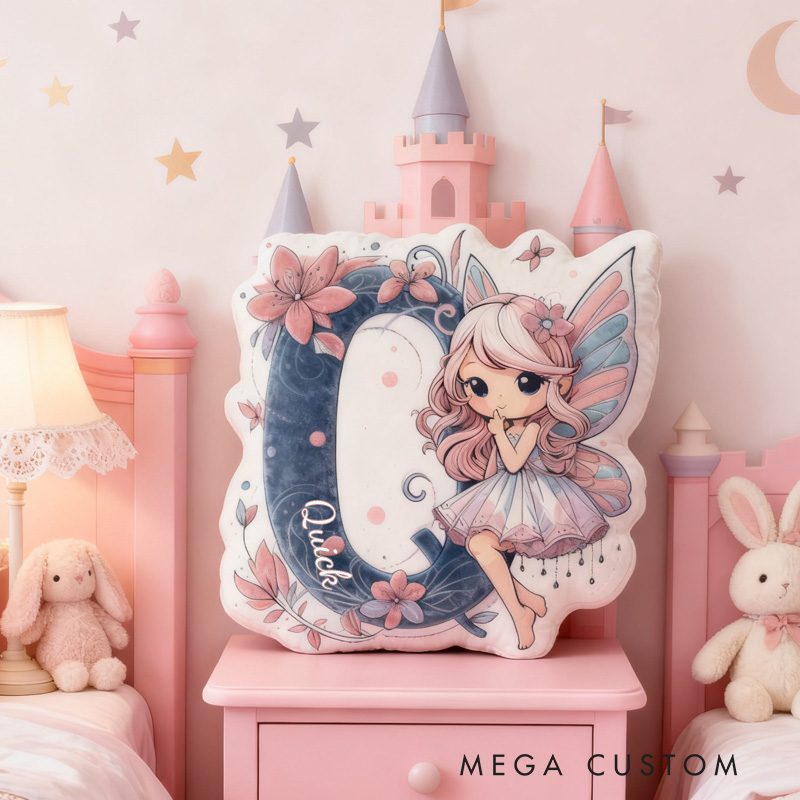 Personalized Cute Fairy Throw Pillow Graphic 3D Print Garden Fairy Pillow with Name Pillow for Kids Girl Boy Gardener Christmas Gifts Loving Room Decor