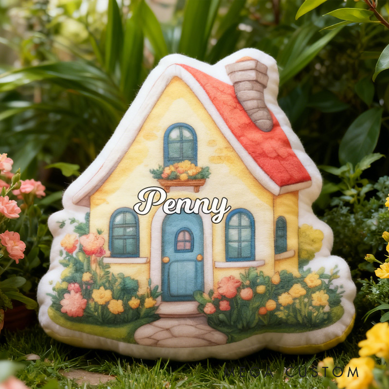 Personalized Cute Cottage House Pillow Graphic 3D Print Custom Name Pillow Gift for Girls Famlily Housewarming Gift Cozy Home Decor