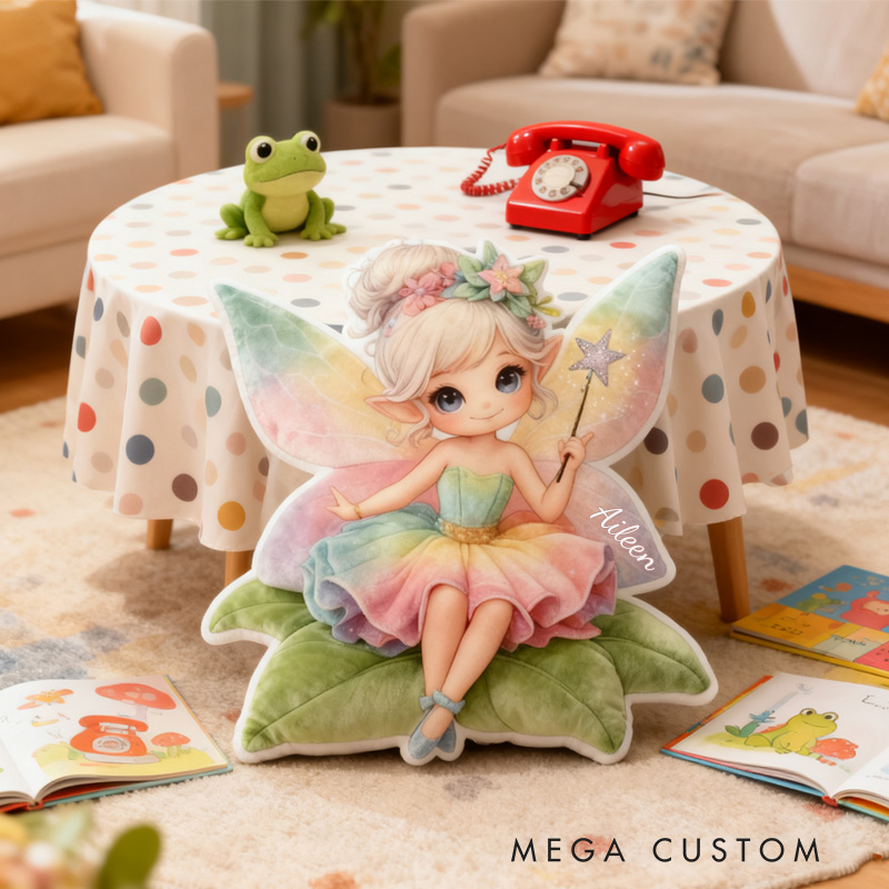Personalized Cute Fairy Throw Pillow Graphic 3D Print Garden Fairy Pillow with Name Pillow for Kids Girl Boy Gardener Christmas Gifts Loving Room Decor