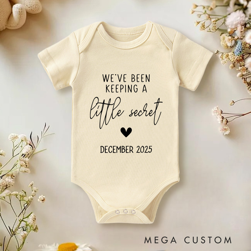 Personalized Little Secret Miracle Baby Announcement Baby Onesie Unisex Newborn Baby Gift