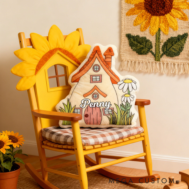 Personalized Daisy House Pillow Graphic 3D Print Custom Name Pillow Gift for Girls Famlily Housewarming Gift Cozy Home Decor